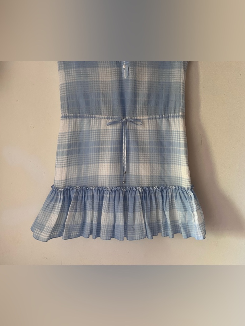 NWT Veronica Beard Hanne Sky White Mini Plaid Shirt Dress Size Small - Picture 13 of 14